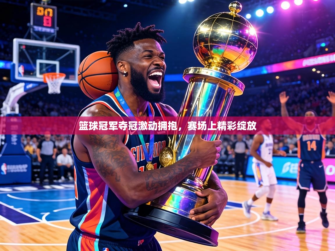 篮球冠军夺冠激动拥抱，赛场上精彩绽放